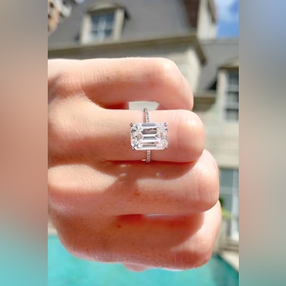5 Carat Moissanite Side Stone Ring